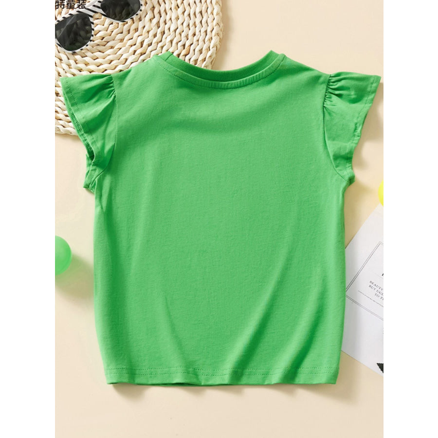 Children’s Rabbit Embroidered Cap Sleeve T-Shirt Apparel and Accessories