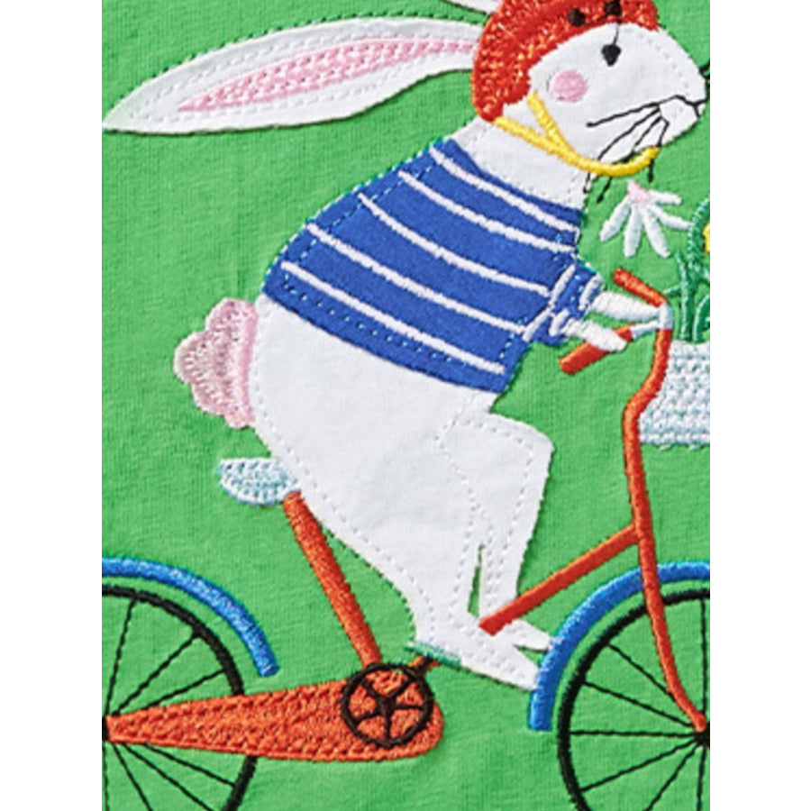 Children’s Rabbit Embroidered Cap Sleeve T-Shirt Apparel and Accessories