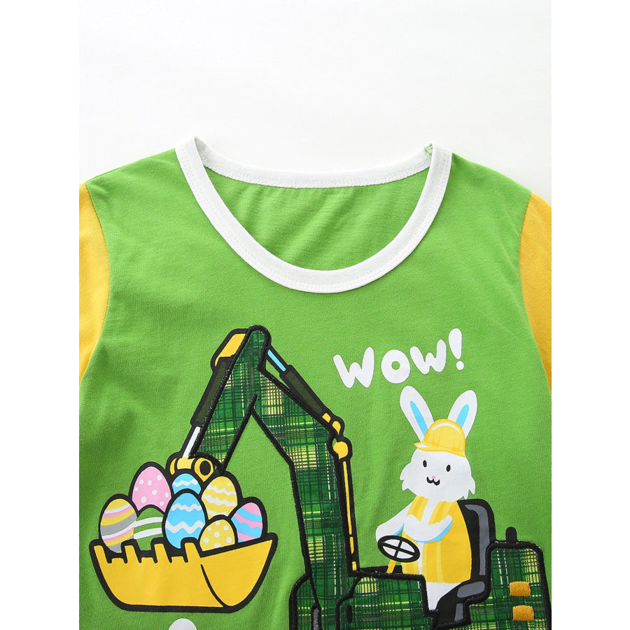 Children’s Rabbit Excavator Print Tee and Shorts Set Apparel and Accessories