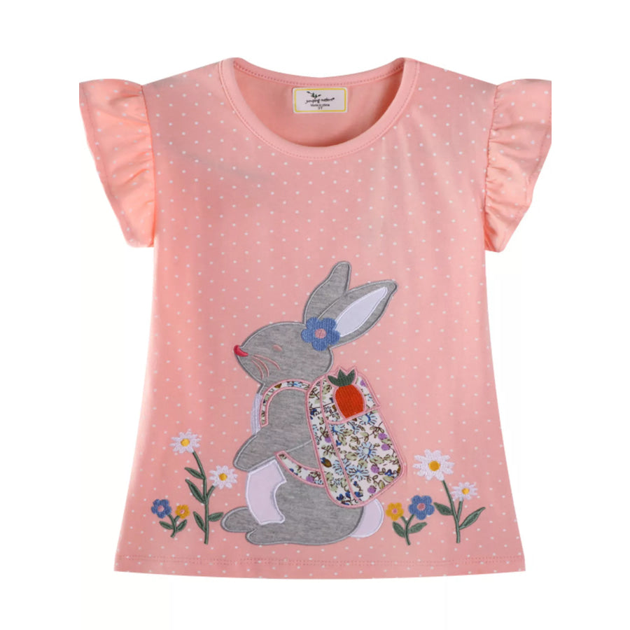 Children’s Rabbit Ruffle Sleeve T-Shirt Pale Blush / 2T Apparel and Accessories