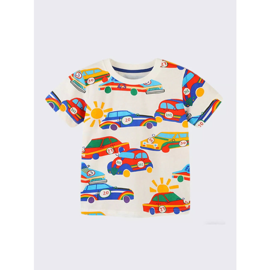 Children’s Racing Car Print Crew Neck T-Shirt Apparel and Accessories