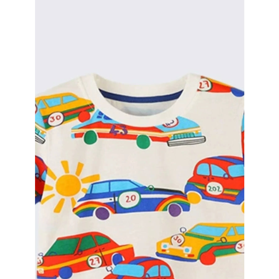 Children’s Racing Car Print Crew Neck T-Shirt Apparel and Accessories