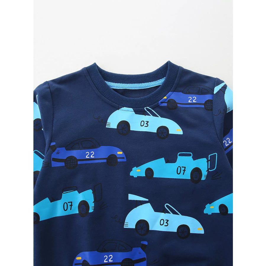 Children’s Racing Car Print Long Sleeve Sweatshirt Apparel and Accessories