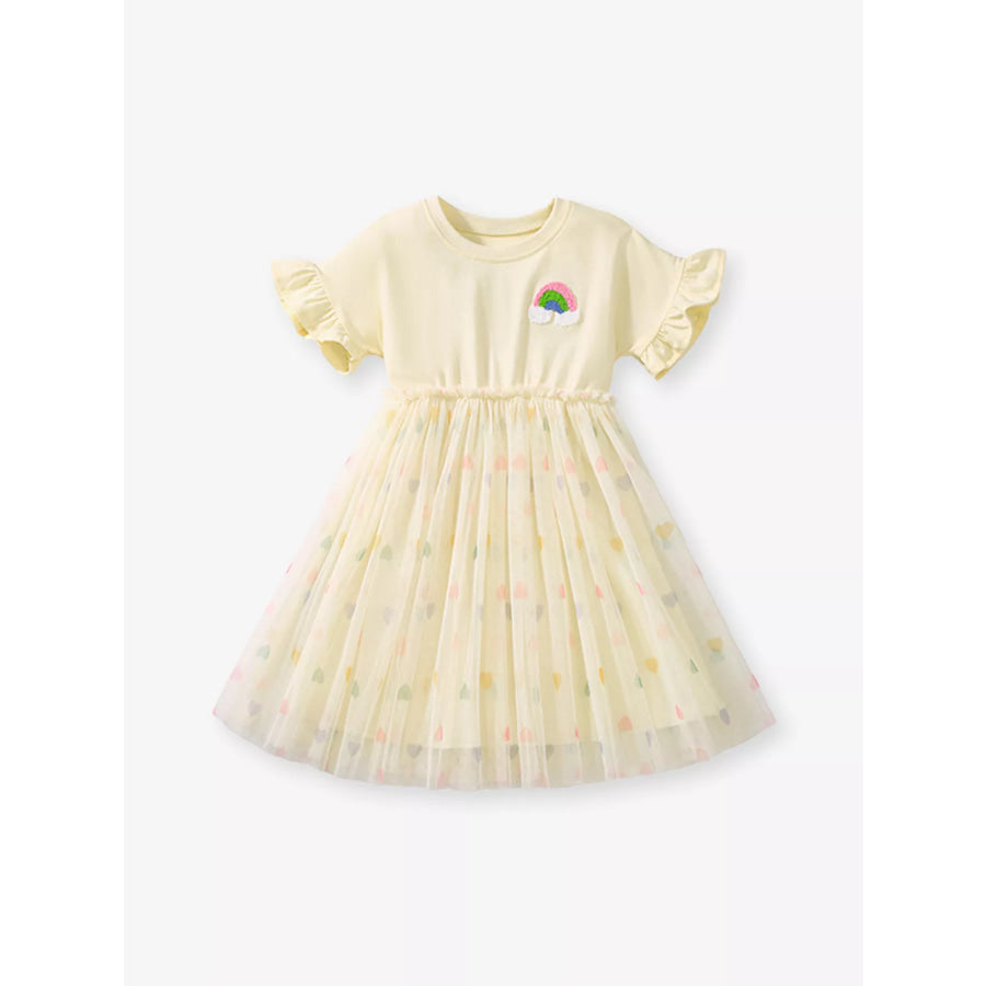 Children’s Rainbow Applique Tulle Layered Dress Apparel and Accessories