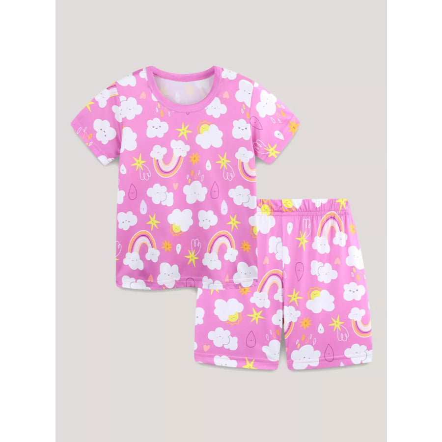 Children’s Rainbow Cloud Print Tee and Shorts Set Apparel and Accessories