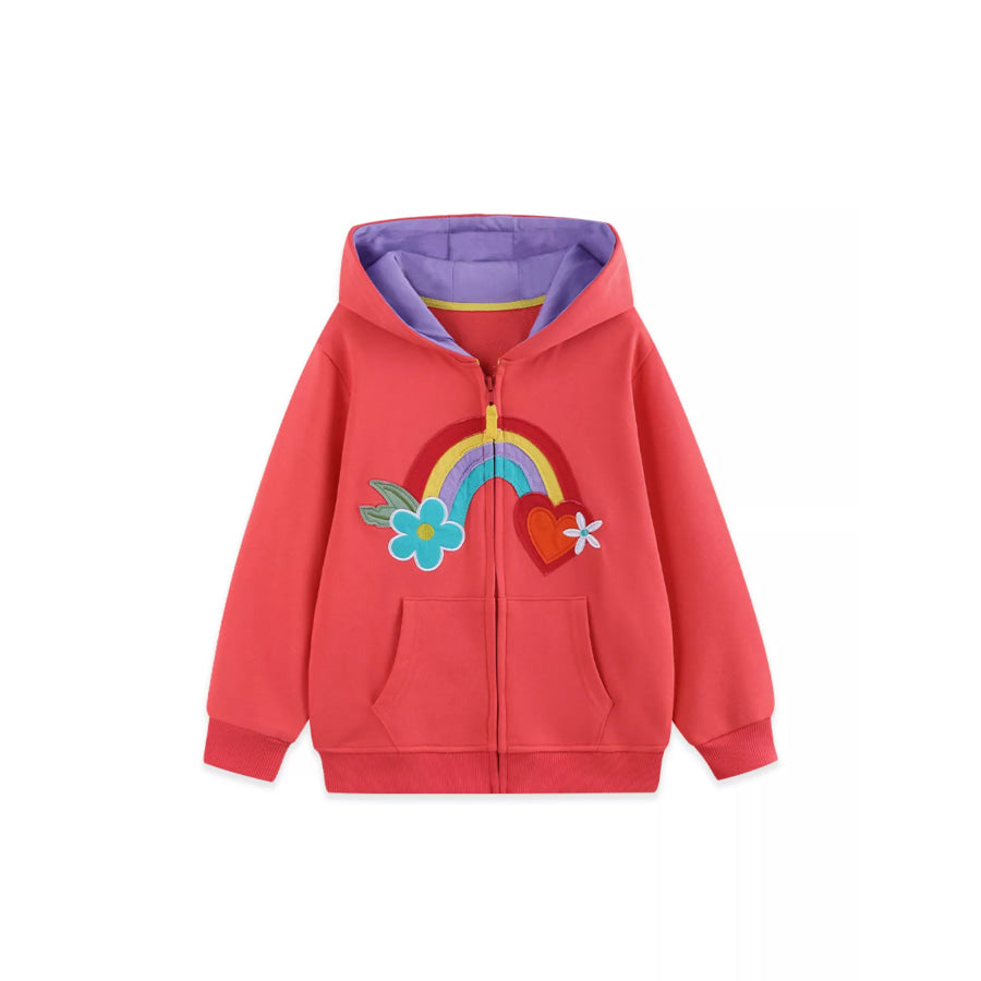 Children’s Rainbow Embroidered Fleece Zip-Up Jacket Apparel and Accessories