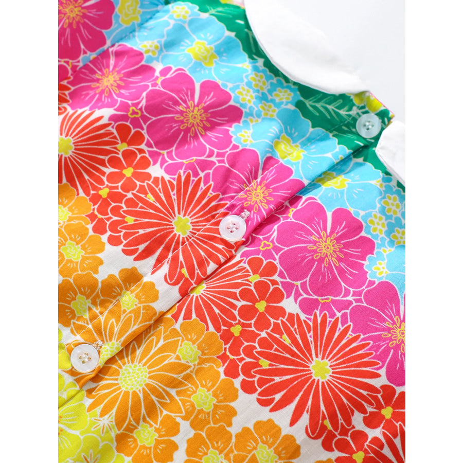 Children’s Rainbow Floral Print Peter Pan Collar Dress Apparel and Accessories