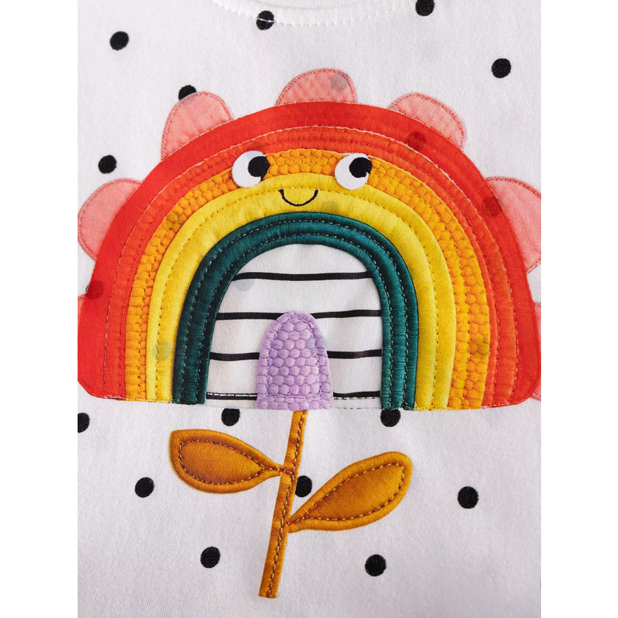 Children’s Rainbow Flower Polka Dot Tulle Dress Apparel and Accessories