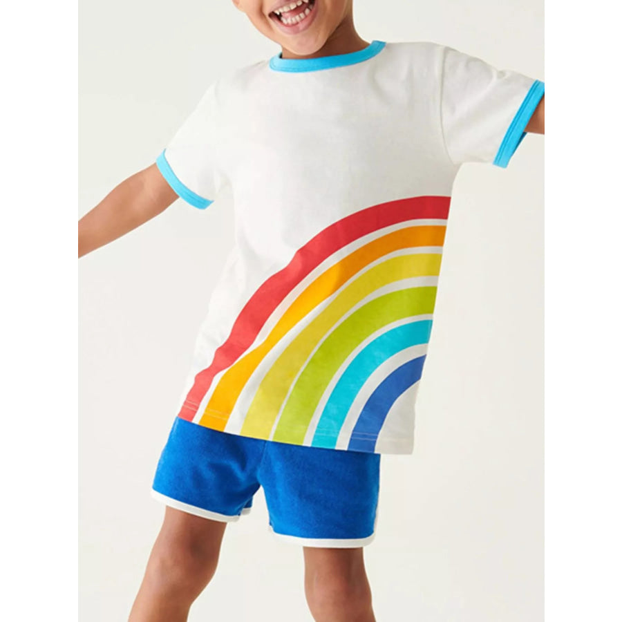 Children’s Rainbow Graphic Crew Neck T-Shirt White / 2Y Apparel and Accessories