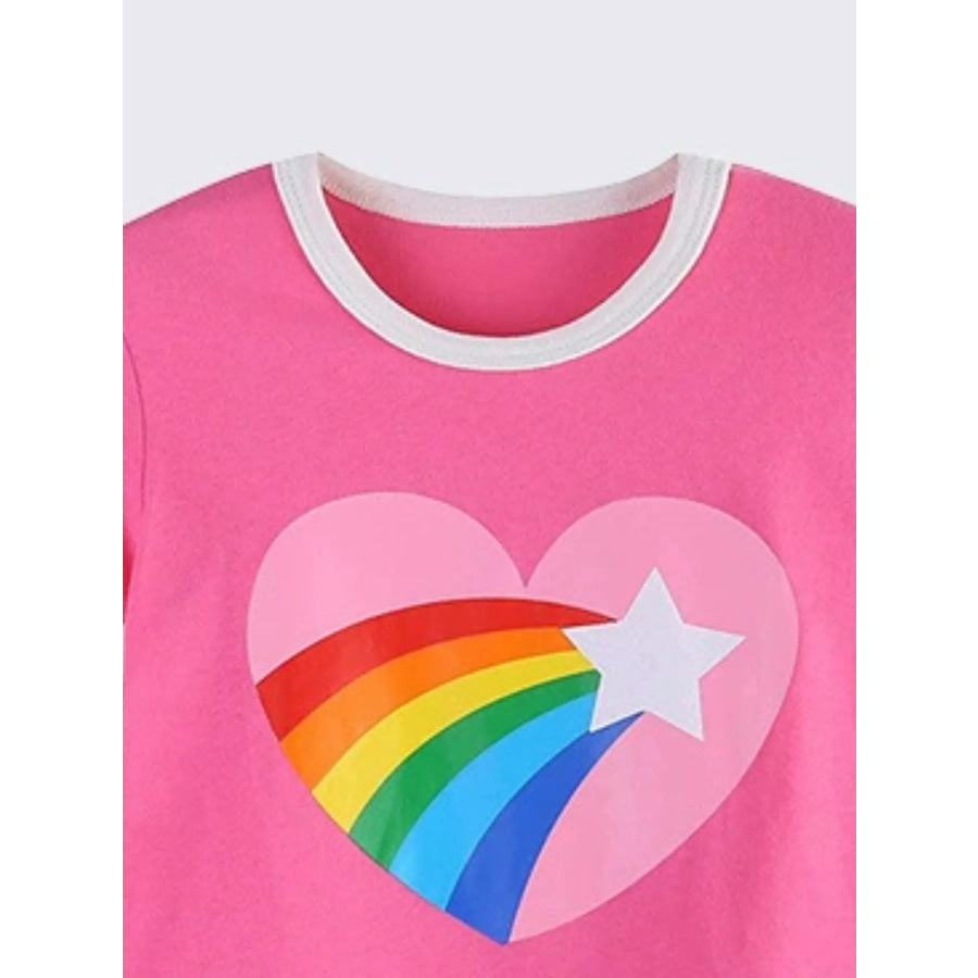 Children’s Rainbow Heart Graphic Short Sleeve T-Shirt Apparel and Accessories