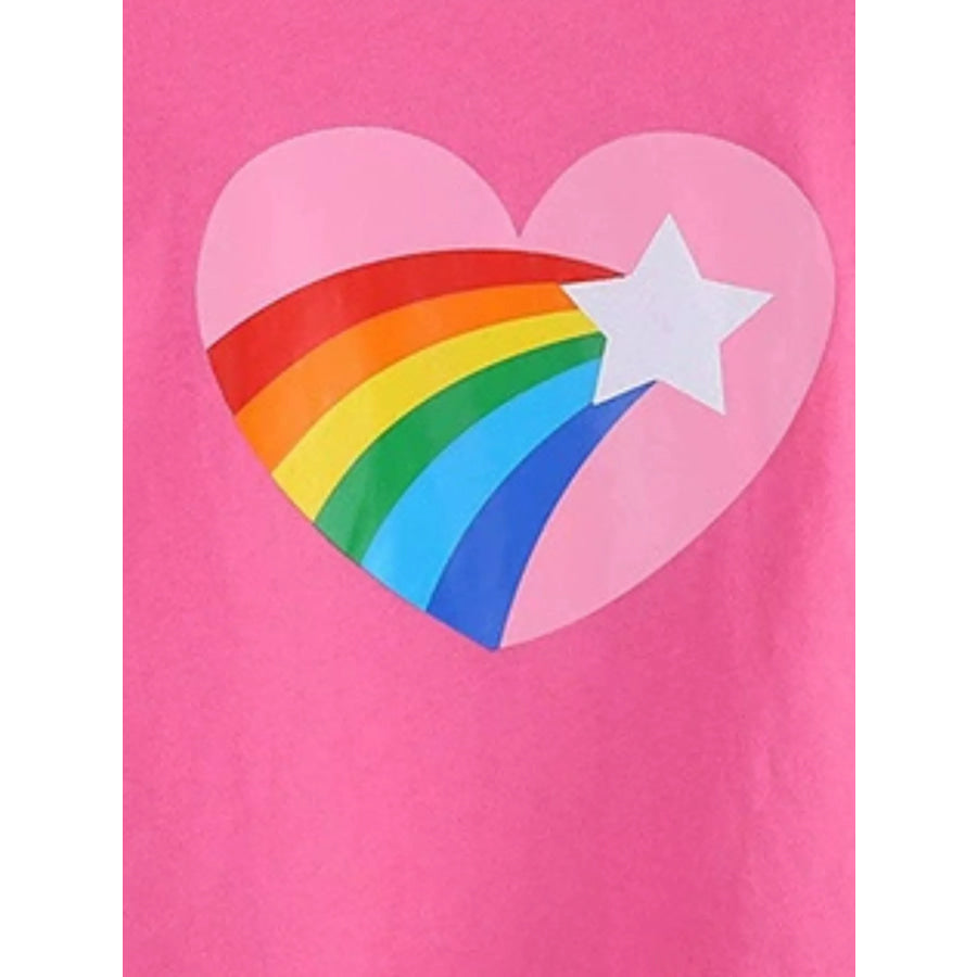 Children’s Rainbow Heart Graphic Short Sleeve T-Shirt Apparel and Accessories