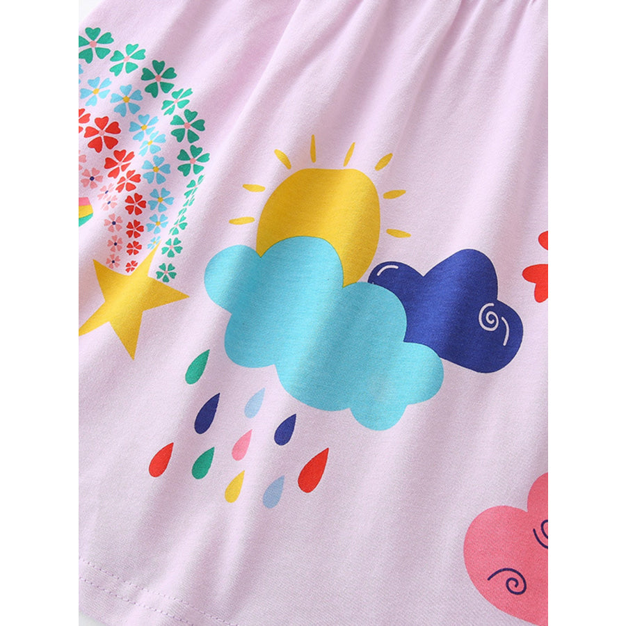 Children’s Rainbow Print Casual Short Sleeve Dress Apparel and Accessories