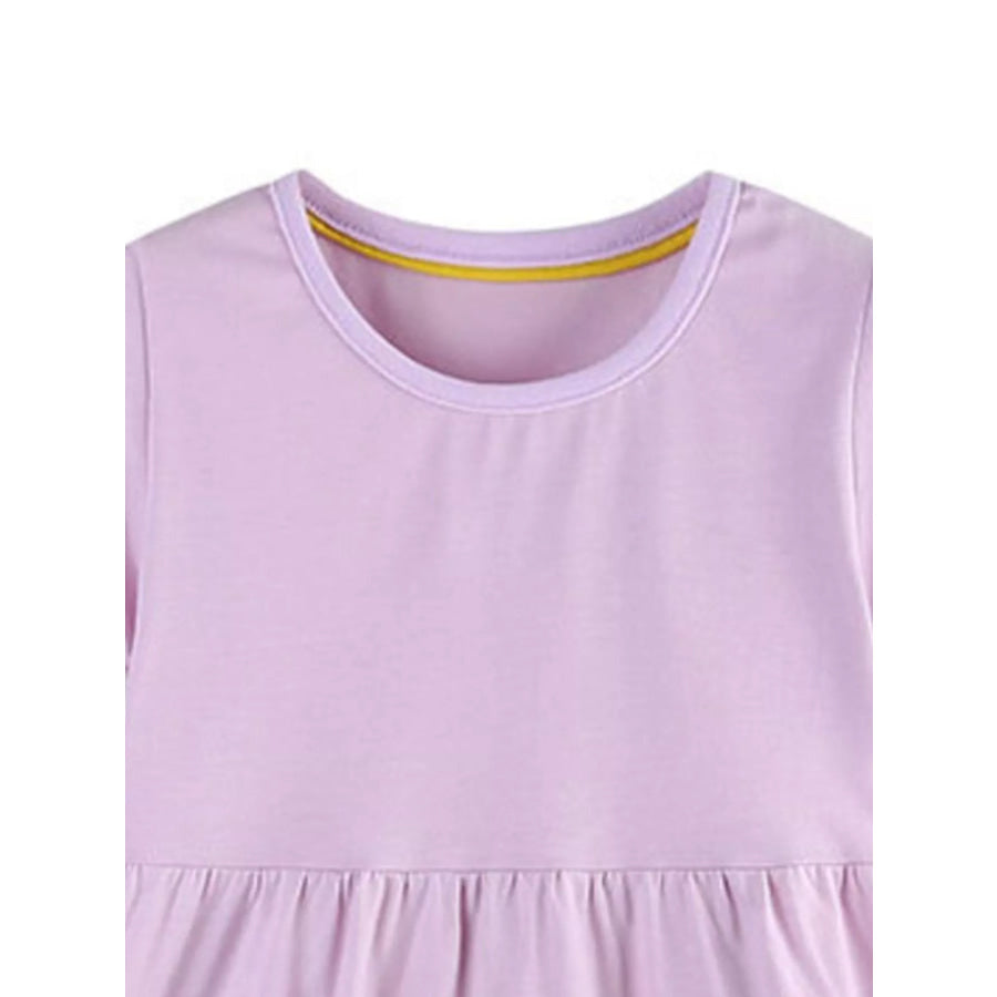 Children’s Rainbow Print Casual Short Sleeve Dress Lavender / 2Y Apparel and Accessories