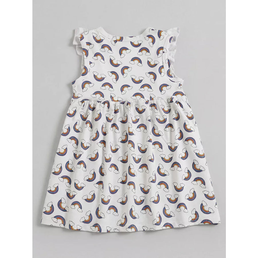 Children’s Rainbow Print Ruffle Sleeve Dress Apparel and Accessories