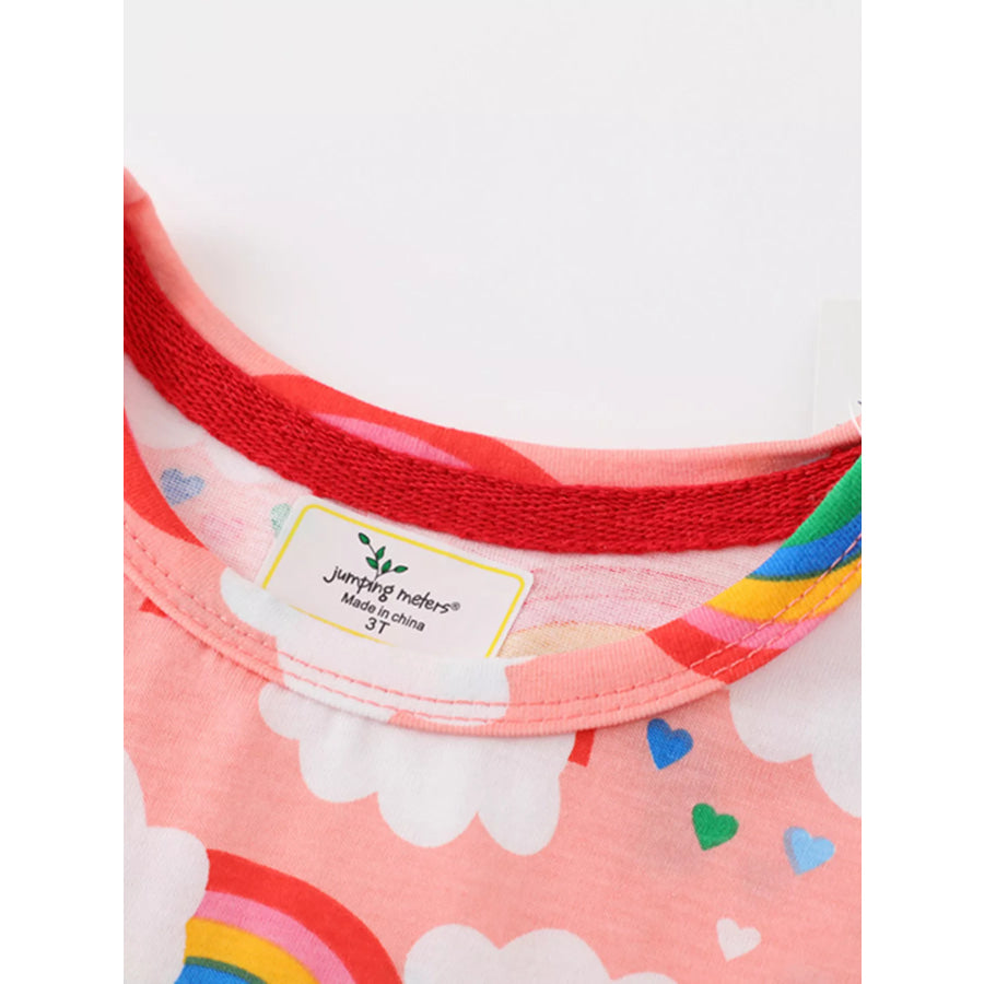Children’s Rainbow Print Short Sleeve Casual Dress Apparel and Accessories