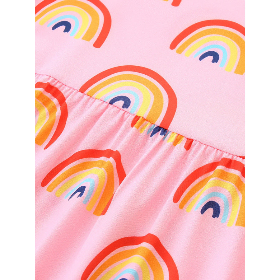 Children’s Rainbow Print Short Sleeve Casual Dress Apparel and Accessories
