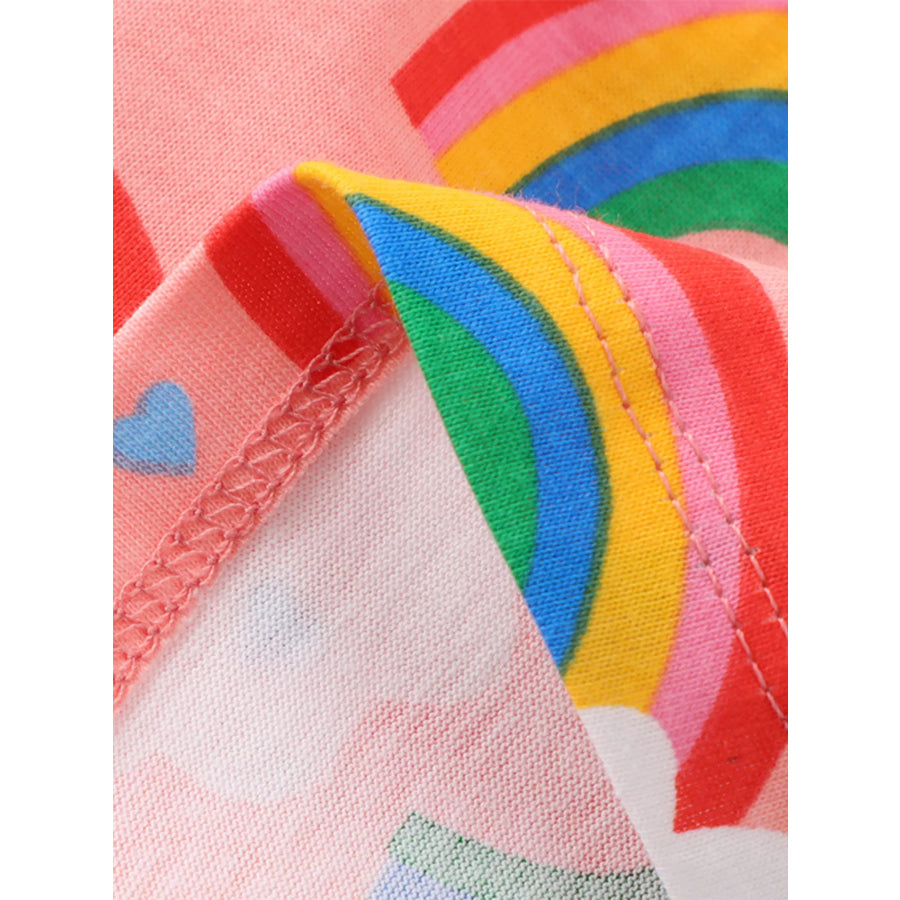 Children’s Rainbow Print Short Sleeve Casual Dress Apparel and Accessories