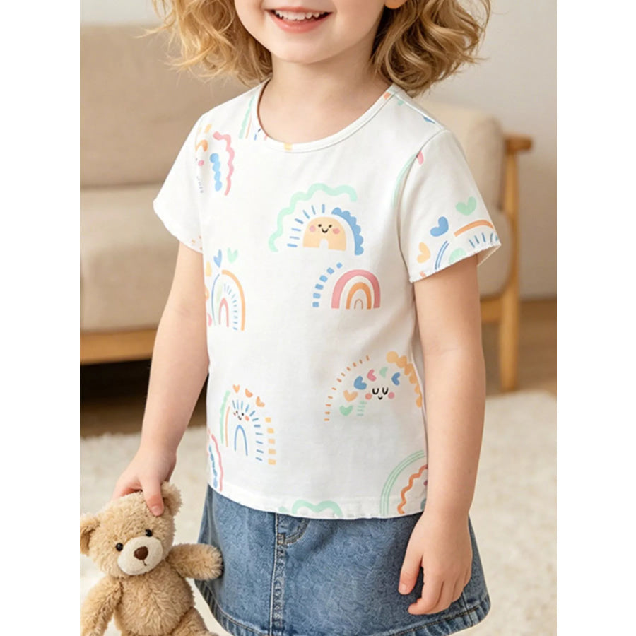 Children’s Rainbow Print Short Sleeve T-Shirt White / 3T Apparel and Accessories