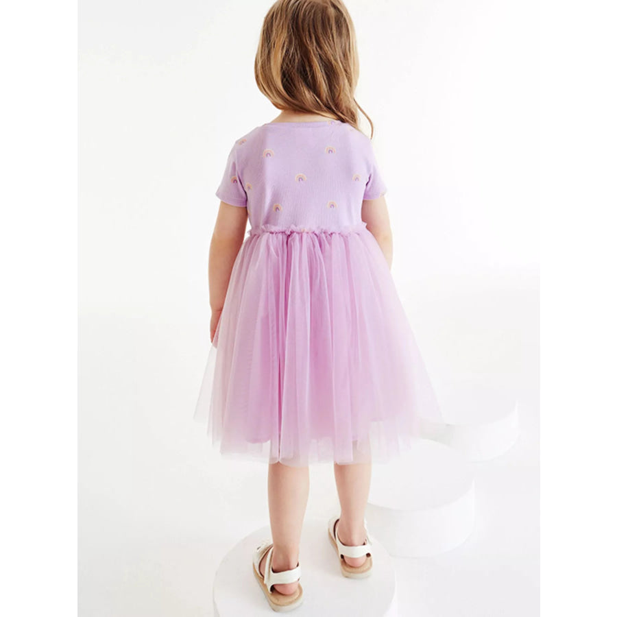 Children’s Rainbow Print Tulle Dress Apparel and Accessories