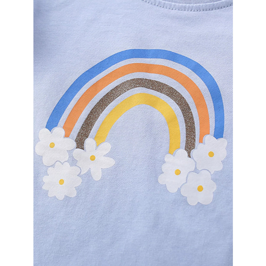 Children’s Rainbow Ruffle Sleeve Top and Shorts Set Apparel and Accessories