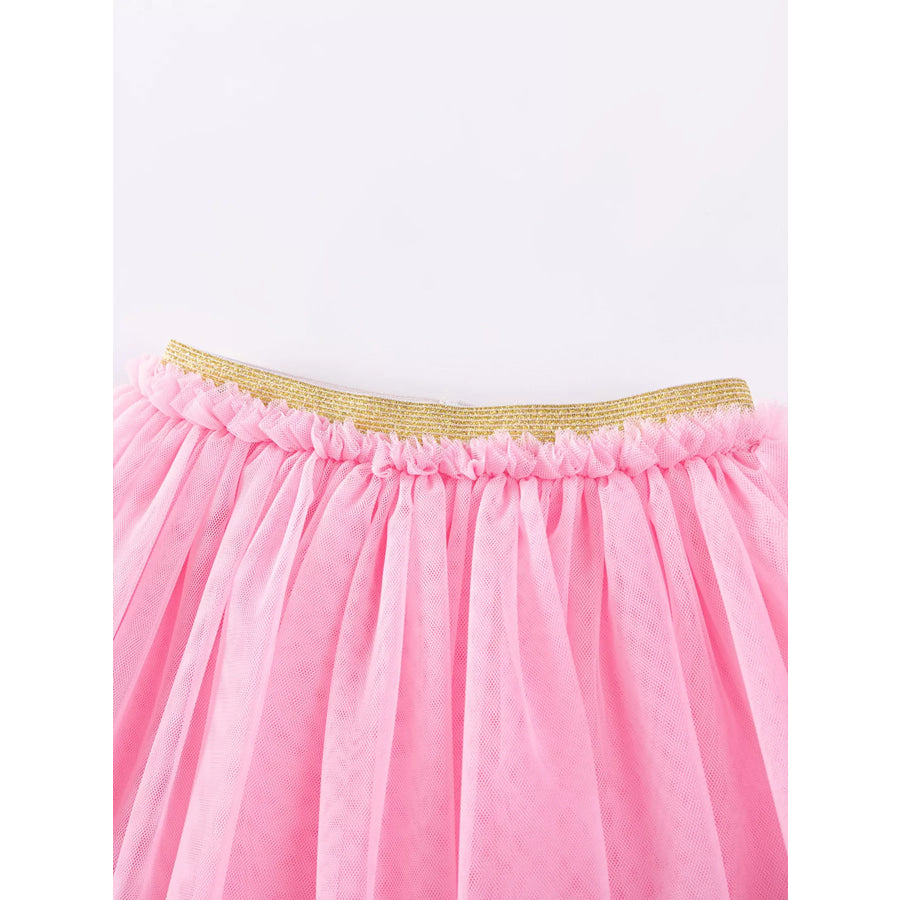 Children’s Rainbow Ruffle Sleeve Top and Tulle Skirt Set Apparel Accessories