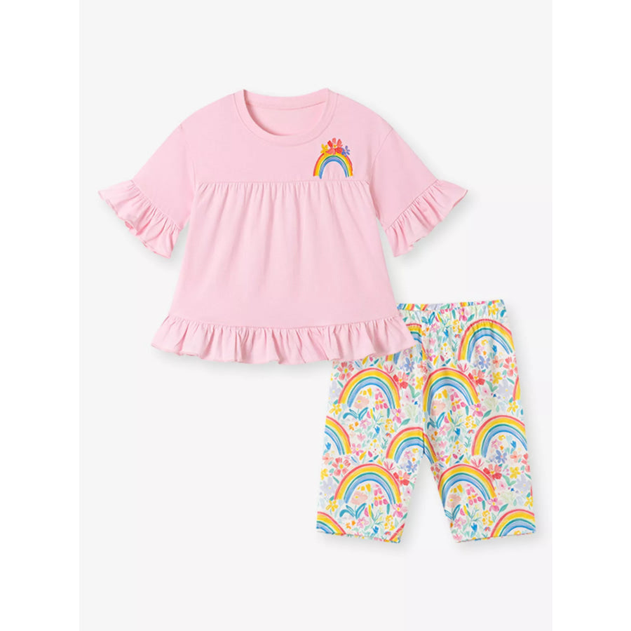 Children’s Rainbow Ruffle Sleeve Top & Capri Set Apparel and Accessories