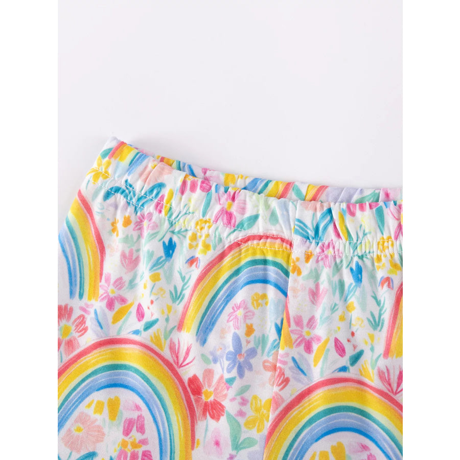 Children’s Rainbow Ruffle Sleeve Top & Capri Set Apparel and Accessories