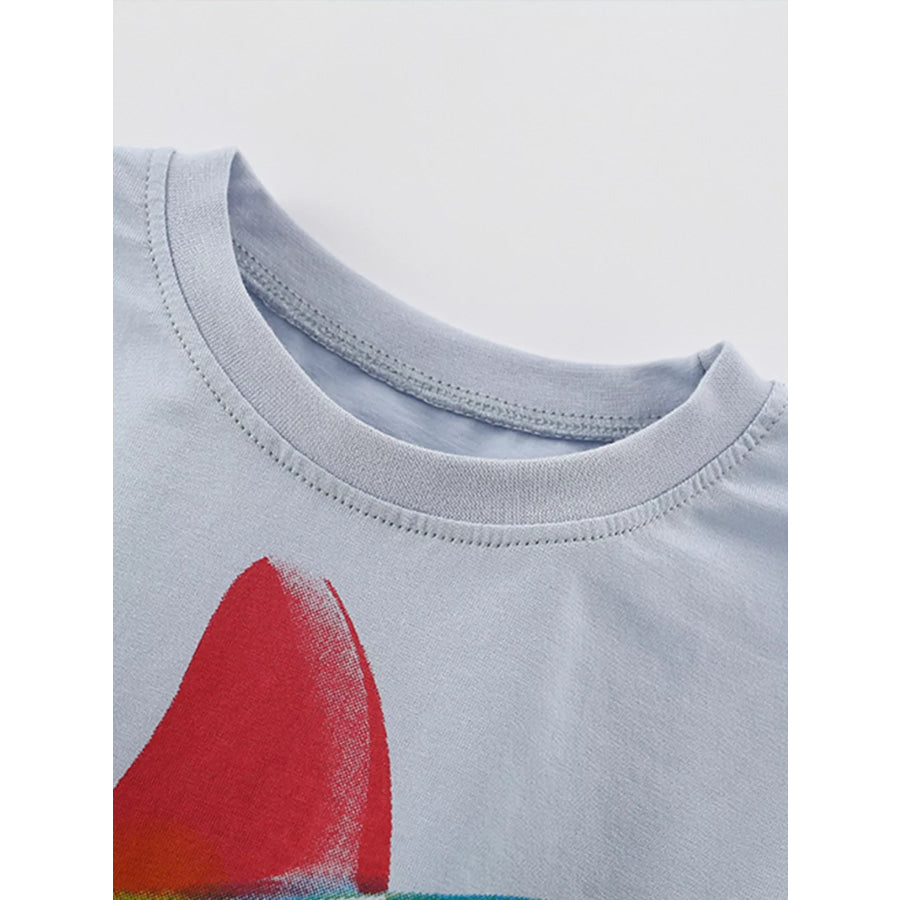 Children’s Rainbow Shark Print Tee and Shorts Set Apparel and Accessories
