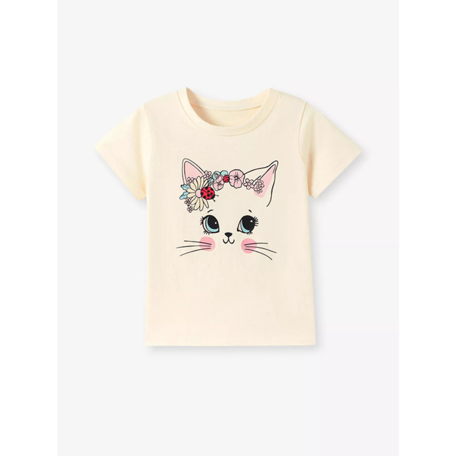 Children’s Rainbow Short Sleeve T-Shirt Cream / 2Y Apparel and Accessories