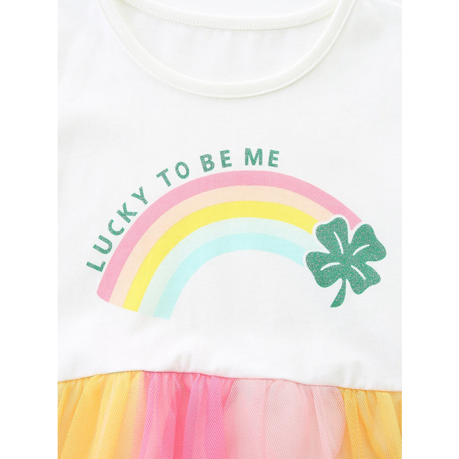 Children’s Rainbow Short Sleeve Tulle Dress Apparel and Accessories