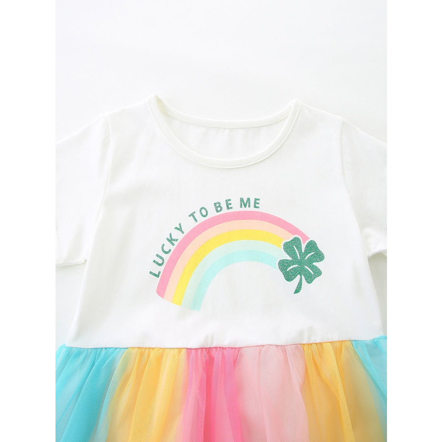 Children’s Rainbow Short Sleeve Tulle Dress Apparel and Accessories