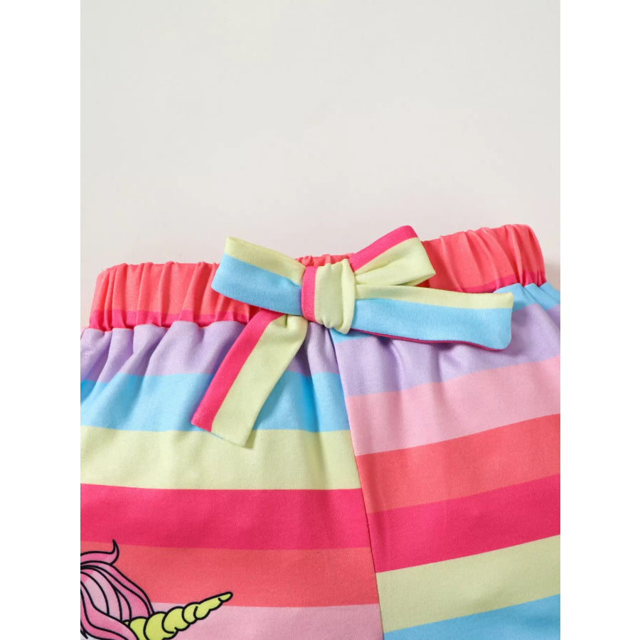 Children’s Rainbow Striped Unicorn T-Shirt and Shorts Set Apparel and Accessories