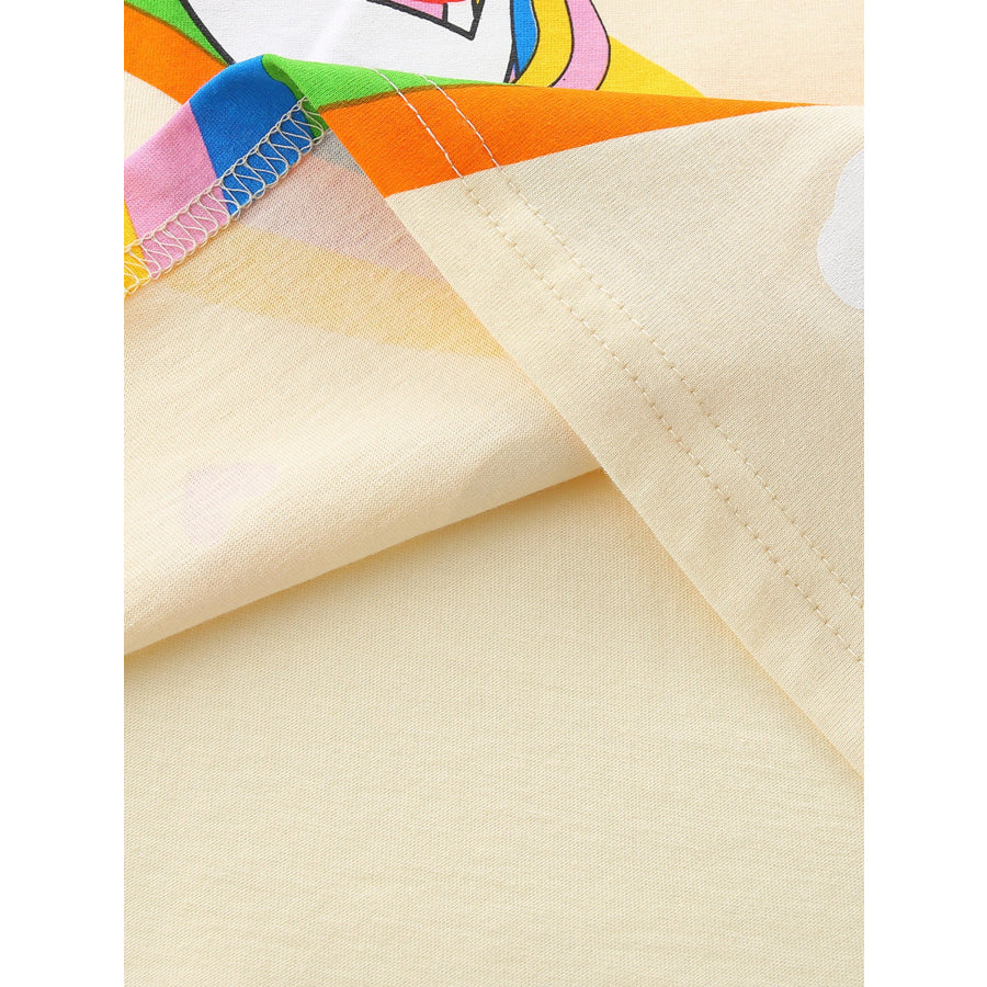 Children’s Rainbow Unicorn Graphic Round Neck T-Shirt Apparel and Accessories
