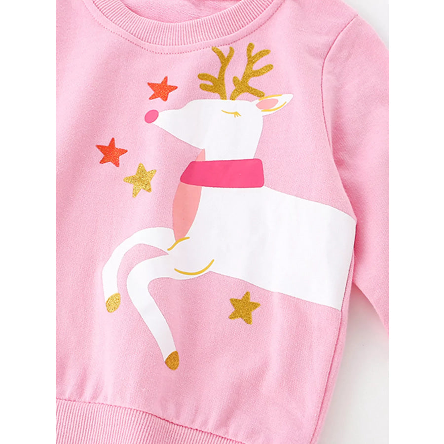 Children’s Reindeer Graphic Crew Neck Sweatshirt Apparel and Accessories
