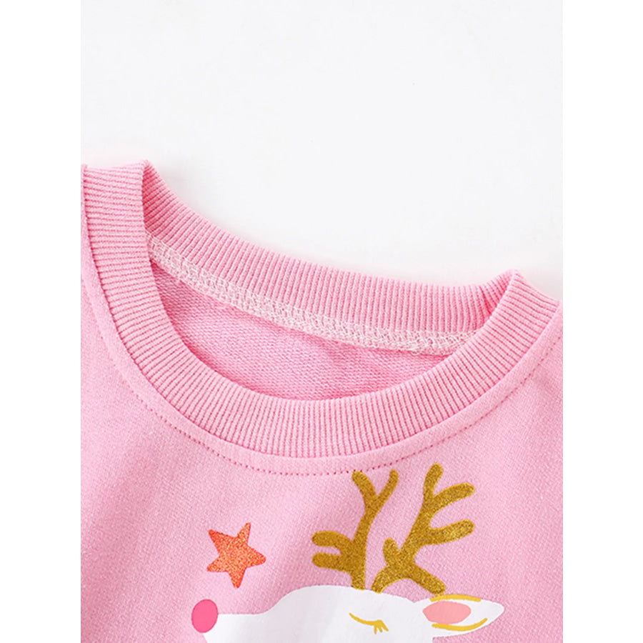Children’s Reindeer Graphic Crew Neck Sweatshirt Apparel and Accessories