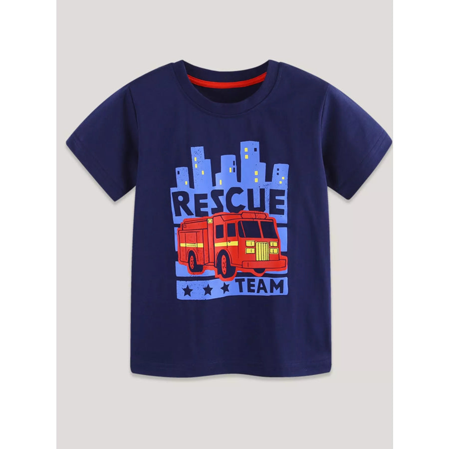 Children’s Rescue Team Graphic Short Sleeve T-Shirt Dark Navy / 2Y Apparel and Accessories