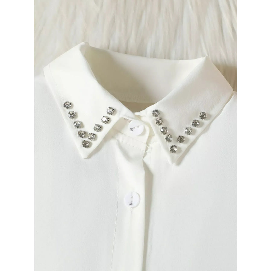 Children’s Rhinestone Collar Blouse & Heart Buckle Skirt Set Pink / 2-3 Apparel and Accessories