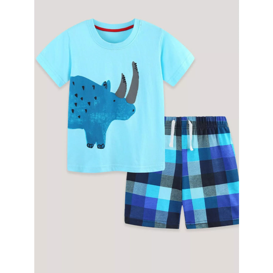 Children’s Rhino Graphic Tee & Plaid Shorts Set Apparel and Accessories