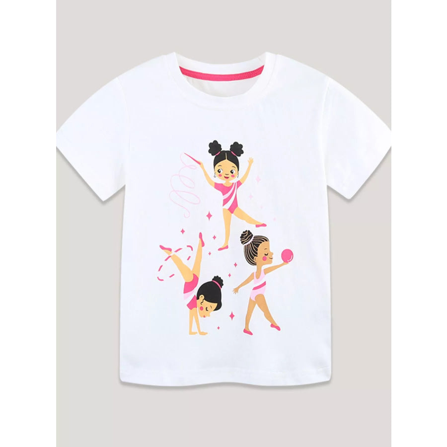 Children’s Rhythmic Gymnastics Print T-Shirt White / 2Y Apparel and Accessories