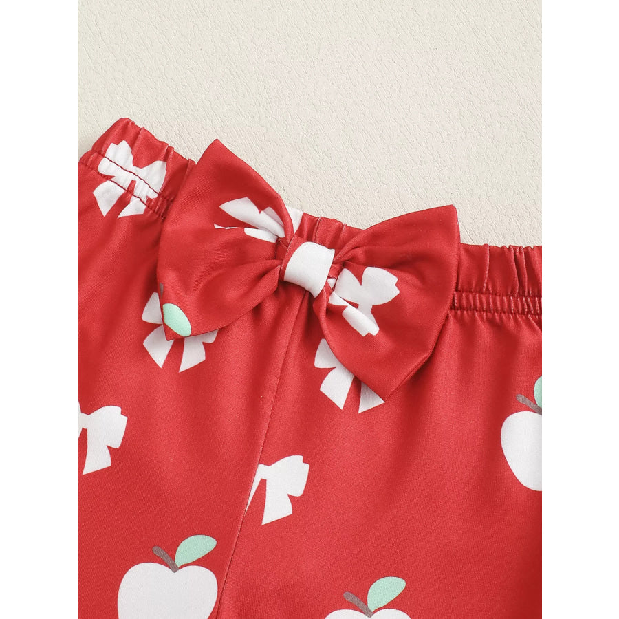 Children’s Ribbed Apple Bodysuit & Flare Pants Set with Headband Apparel and Accessories