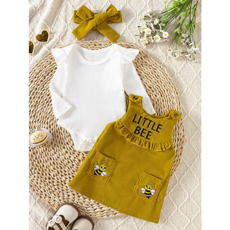 Children’s Ribbed Bodysuit & Dress & Headband Set Apparel and Accessories
