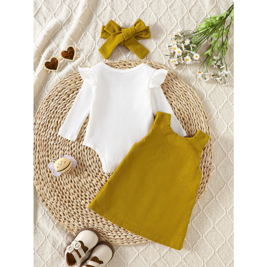 Children’s Ribbed Bodysuit & Dress & Headband Set Apparel and Accessories