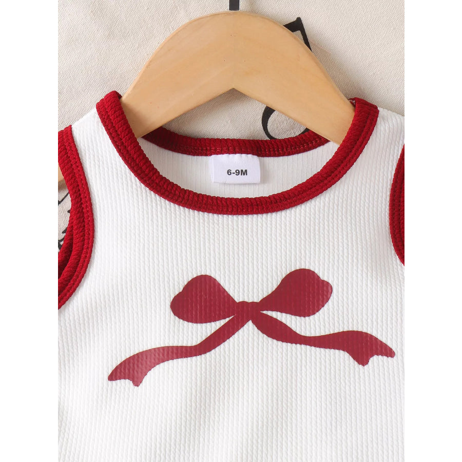 Children’s Ribbed Bow Tank Top and Pants Set Red / 6-9M Apparel and Accessories