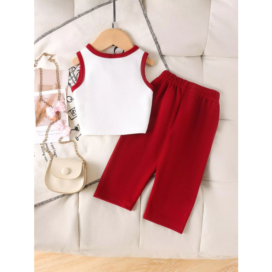 Children’s Ribbed Bow Tank Top and Pants Set Apparel and Accessories