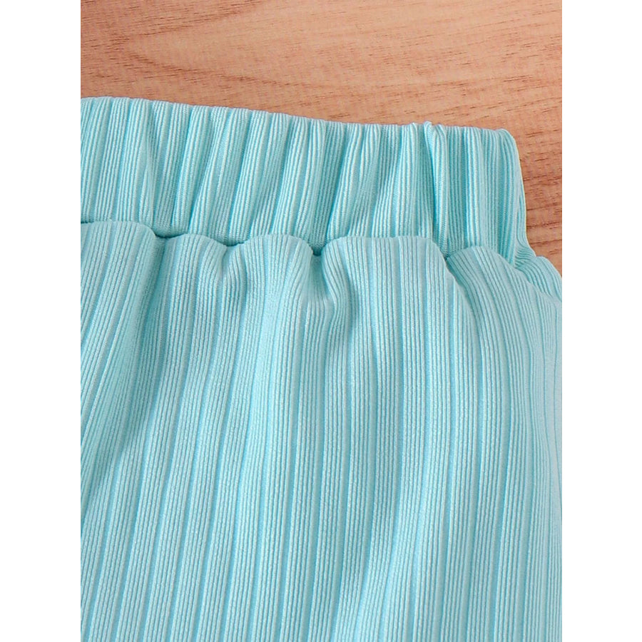 Children’s Ribbed Knit Flower Top and Shorts Set Apparel Accessories