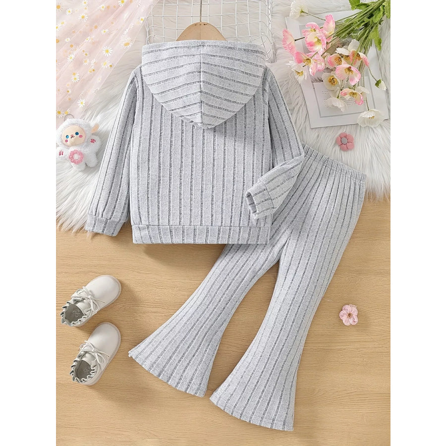 Children’s Ribbed Knit Hooded Top and Pants Set Apparel and Accessories