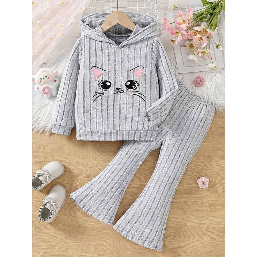Children’s Ribbed Knit Hooded Top and Pants Set Light Gray / 2-3Y Apparel and Accessories