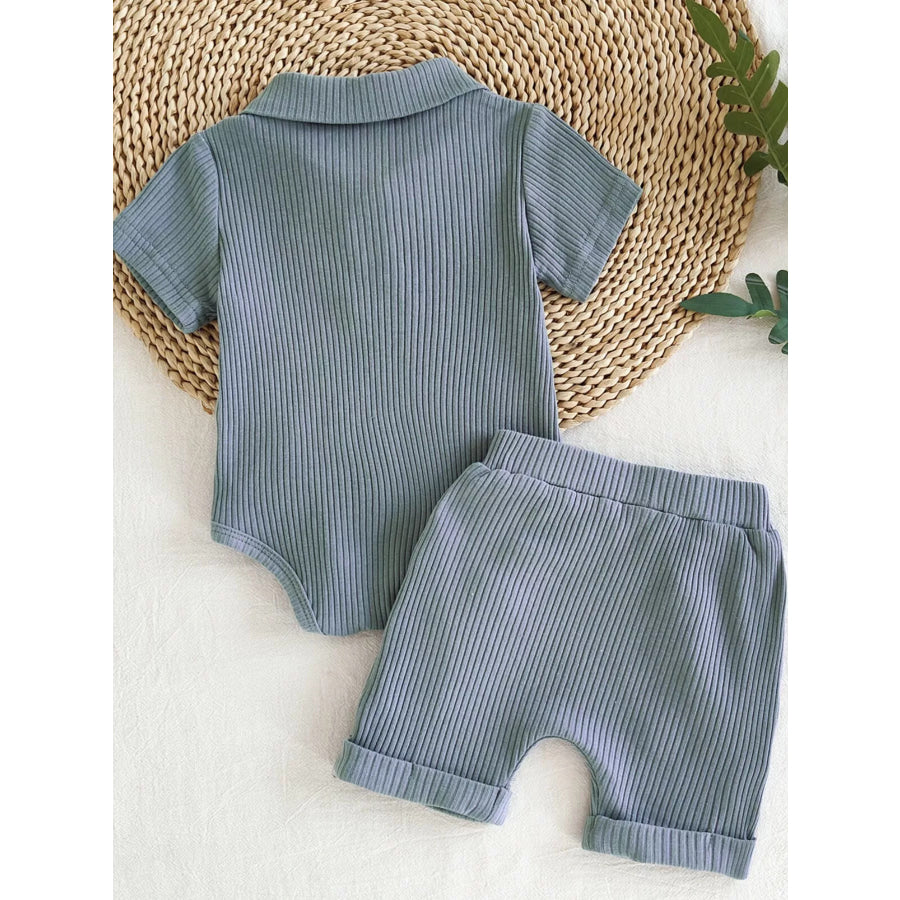 Children’s Ribbed Knit Polo Bodysuit & Shorts Set Apparel and Accessories