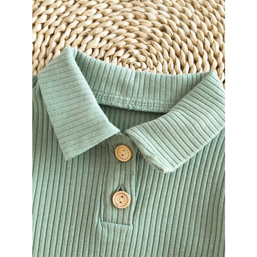 Children’s Ribbed Knit Polo Bodysuit & Shorts Set Apparel and Accessories