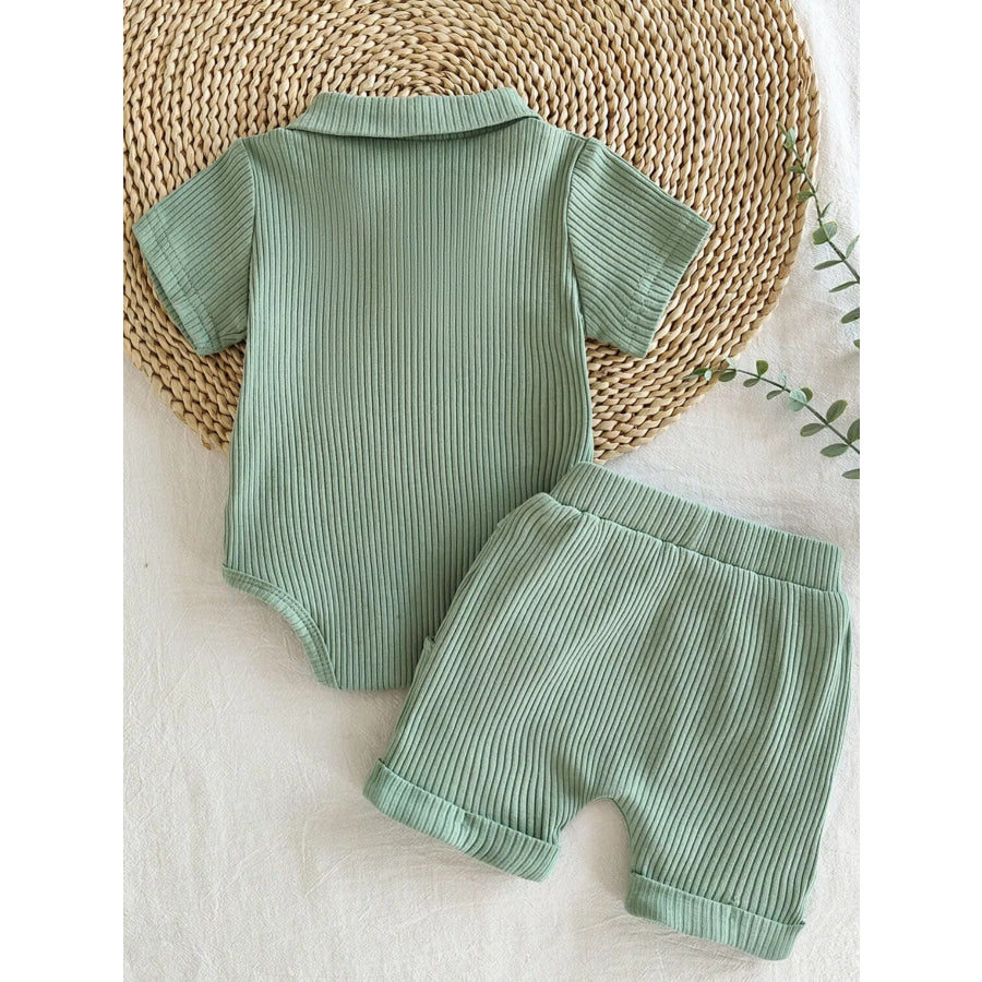 Children’s Ribbed Knit Polo Bodysuit & Shorts Set Apparel and Accessories